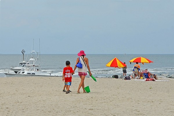 Mom and Kids at the Beach
