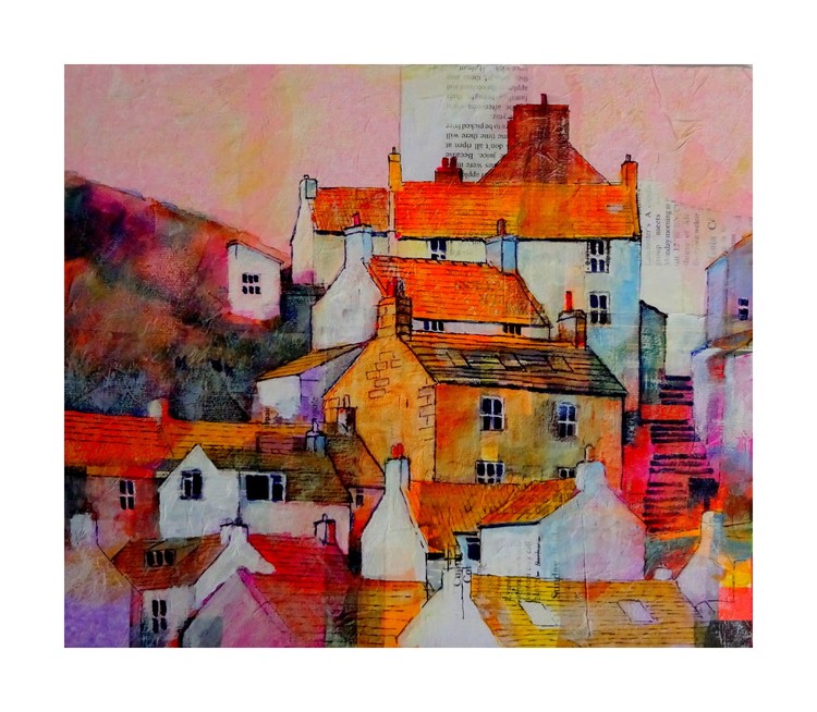 1615 Staithes cottages on the hill
