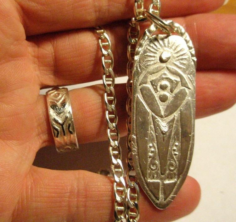 Silver ring and pendant