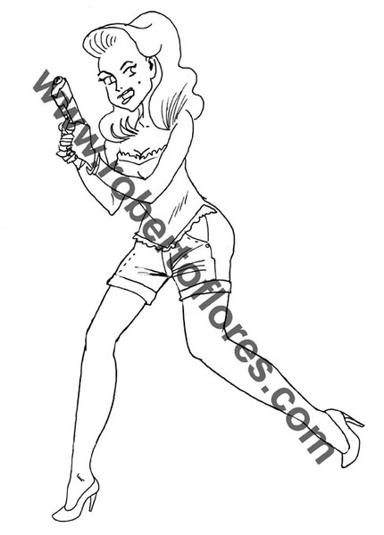 Armed pin-up (sketch)