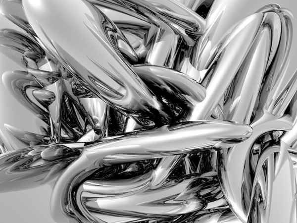 gooey 3d metallic silver swirls