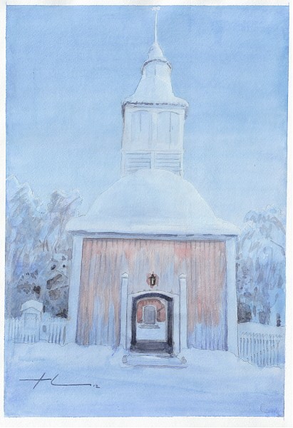 arctic church watercolor mike theuer