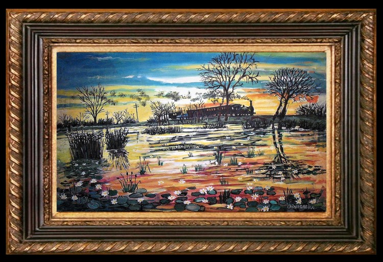 sunset on the pond