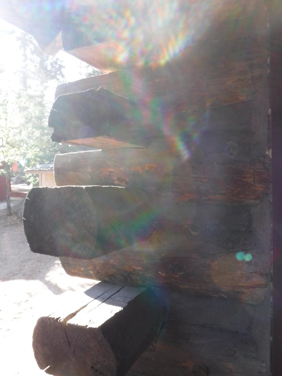 Big Wheel at mining Cap  & Log Cabin