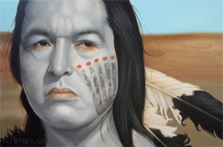 The Watchful Heart - American Indian Oil painting