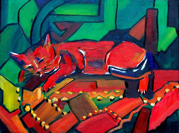 Red Cat on Blanket