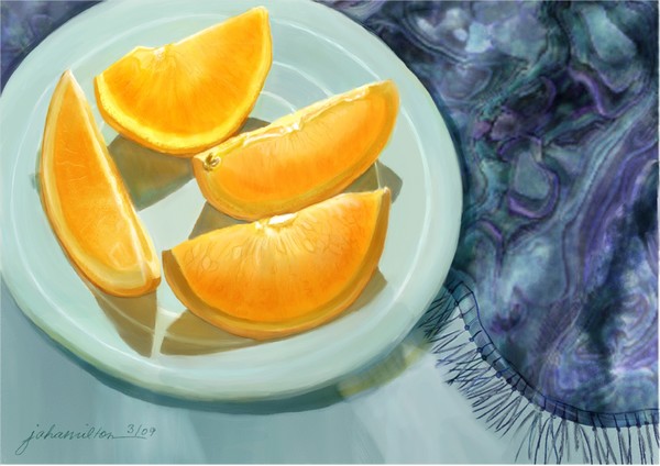 Blue Silk and Oranges