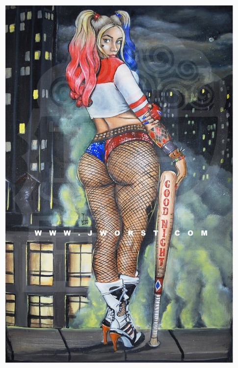 Harley Quinn Acrylic Painting by Jeremy Worst