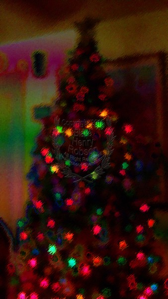 Christmas tree, ornaments, tinsel & colorful light