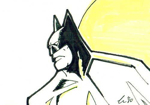 c17 Batman in Moon Light Aceo Corgi Hand Drawing