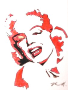 c05 ACEO Marilyn Monroe Pop Art Corgi abstract Dra