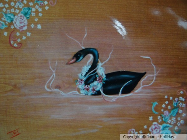 SWAN ON WOOD, OIL