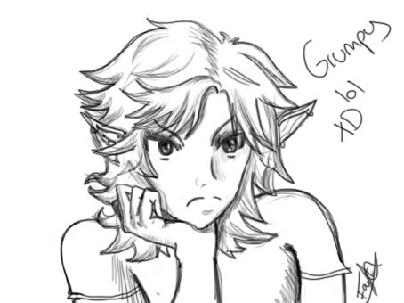 grumpy face.