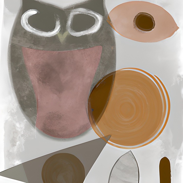 Soft tones abstract owl minimalist painting