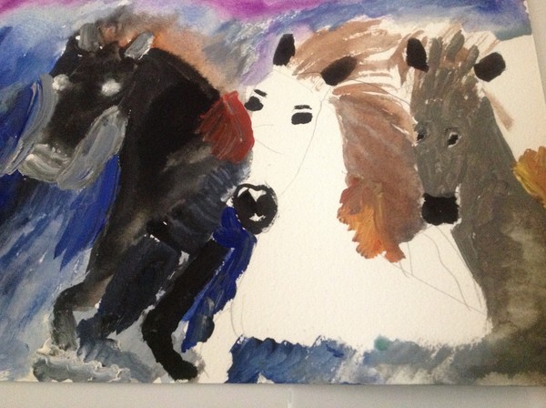 Horses on the ocean
