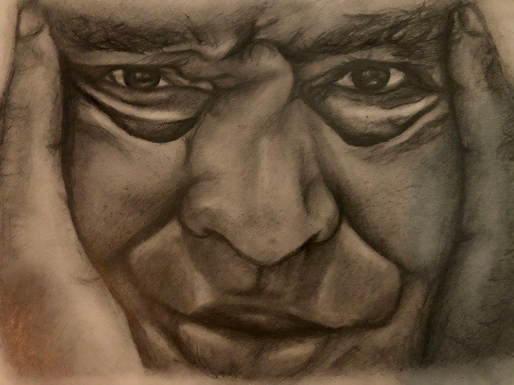 Old man pencil drawing 