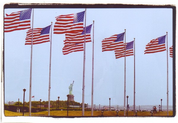 LADY LIBERTY AND FLAGS