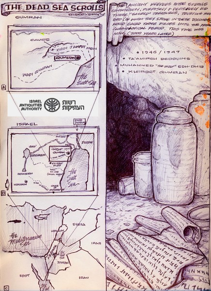 DEAD SEA SCROLLS..  personal journal ink-sketches