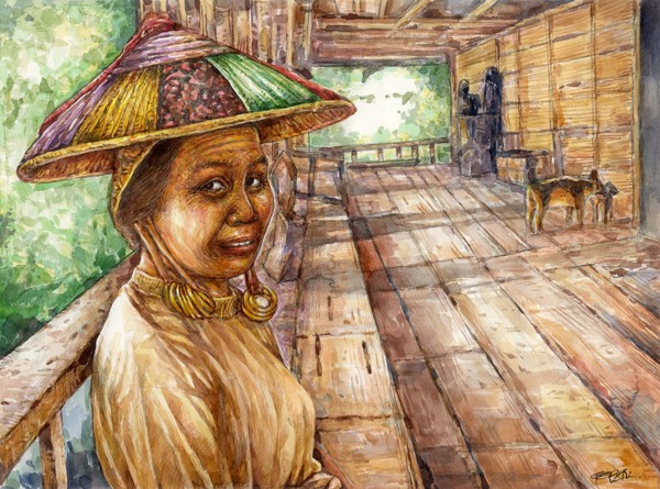 IBAN WOMEN AT LONG HOUSE, SARAWAK MALAYSIA