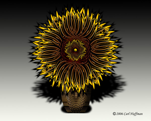 Van Gough Flower in Basket Vase
