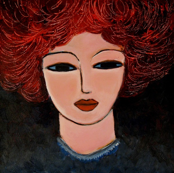 Wild red curly head