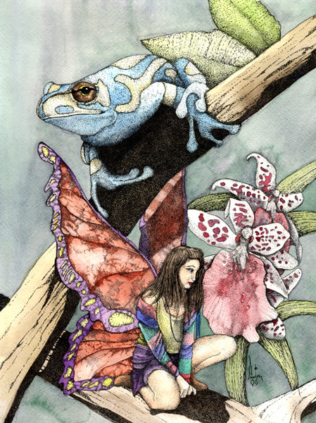 Frog,Flowers and a Fairy