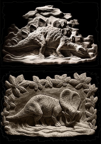 3D Dino Color Me-Stegoceras and Triceratops
