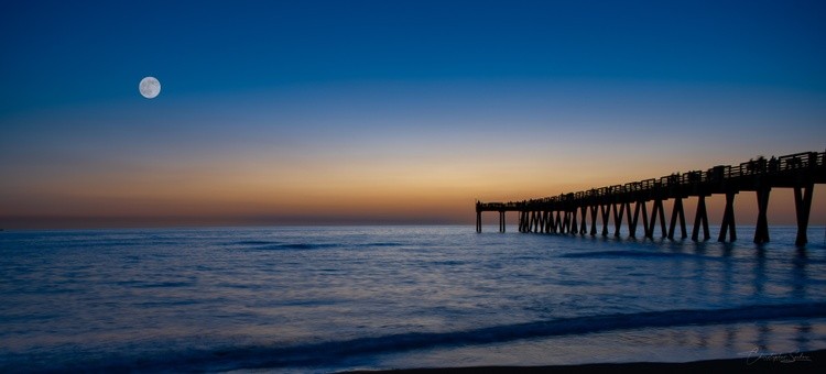 Moonlit Pier at Dusk