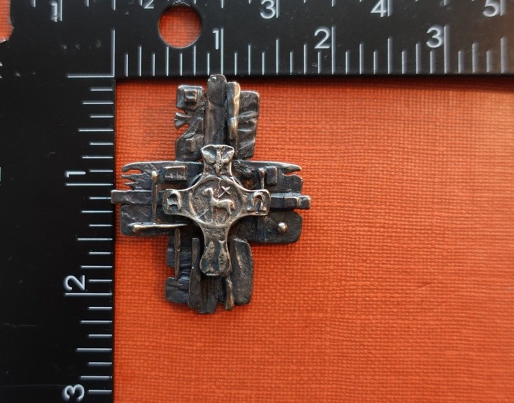 The Alpha and Omega Cross Pendant Sterling Silver , Bronze Gomolka Art 