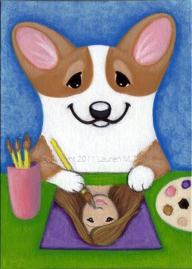 Pembroke Welsh Corgi Dog 5x7 Art Painting LAUREN