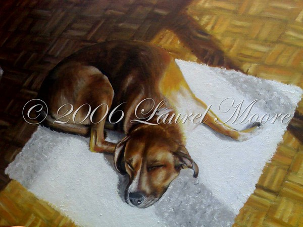 'Cosy' dog puppy painting