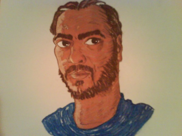 watercolor/pastel selfportrait