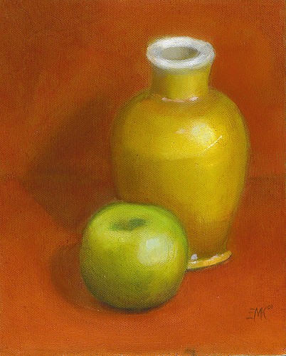 (glaze painting) still life of yellow vase