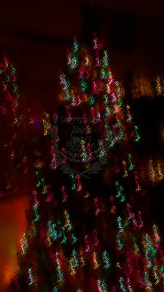 Christmas tree, ornaments, tinsel & colorful light