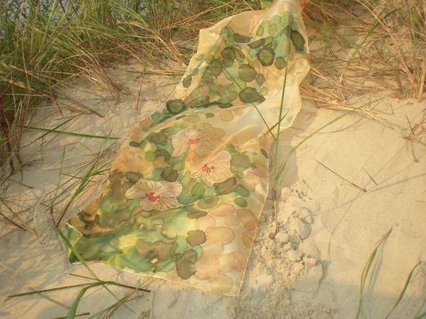 Silk scarf-orchids. For women. Gift idea.