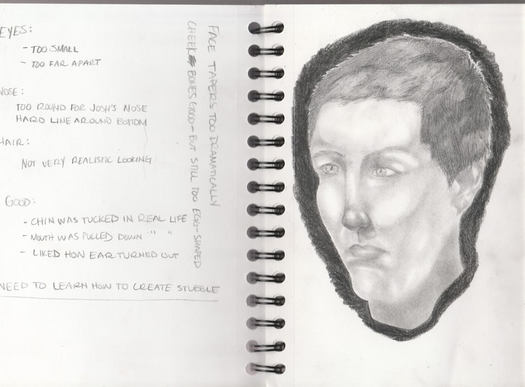 Blended Sketch Portrait of Josh W/ Self Critique
