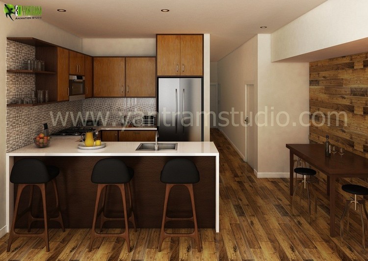 3D Interior Kitchen Design View
