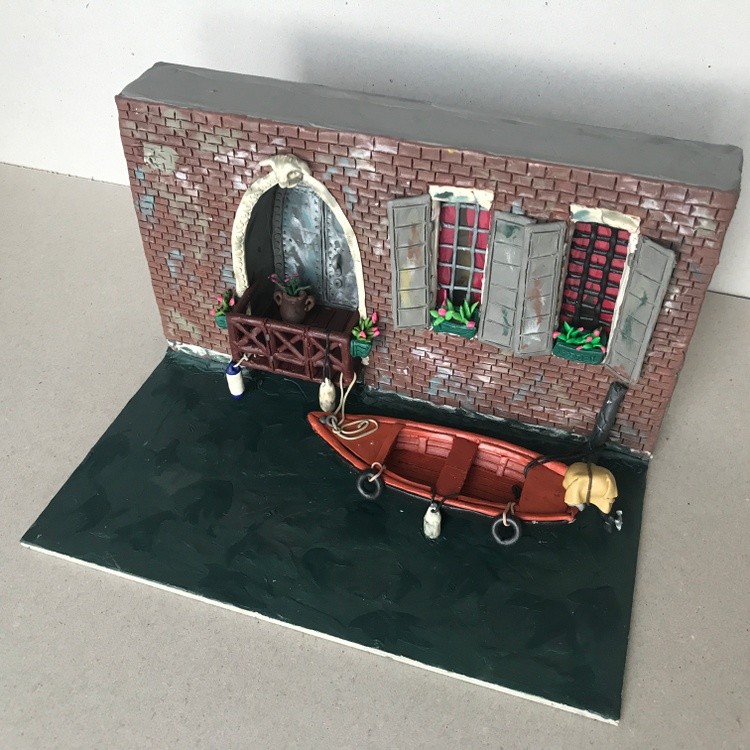Venice, plasticine, cardboard, 25x17.5x14 cm