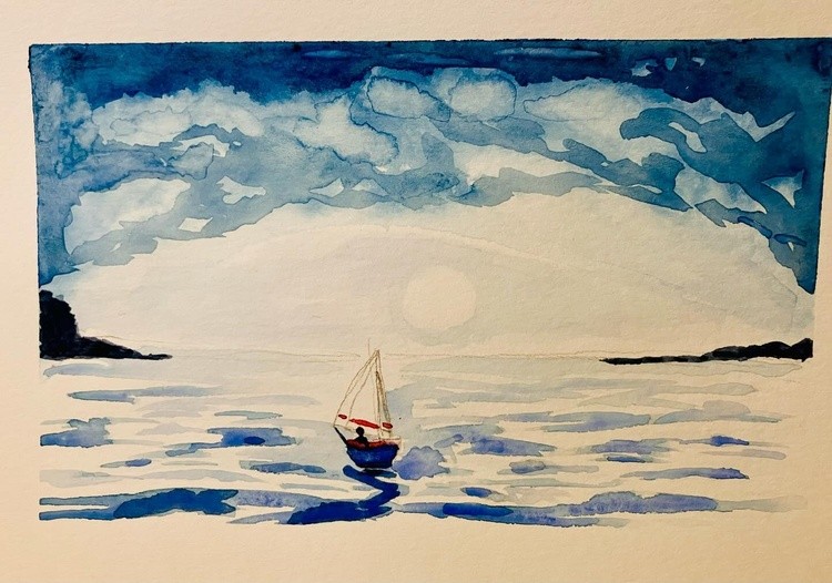 justart abstractleaves had so much fun creating this landscape with the sailing boat 