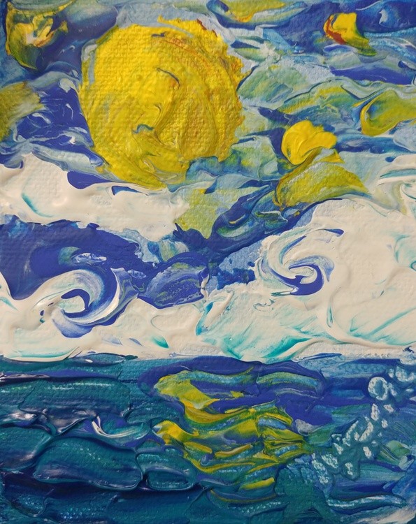 Full Moon Over Water and Clouds