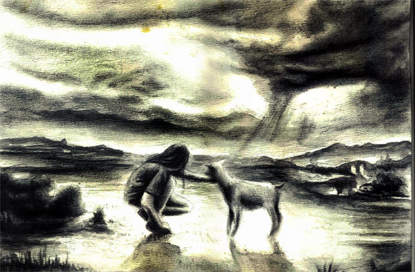 Boy and goat