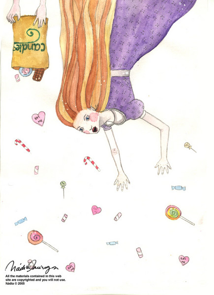 falling with candies