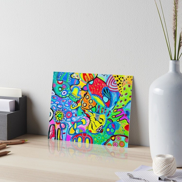 527. Fun Joy Colors Inspiaration Abstract Vibrant Doodles Art Board Print