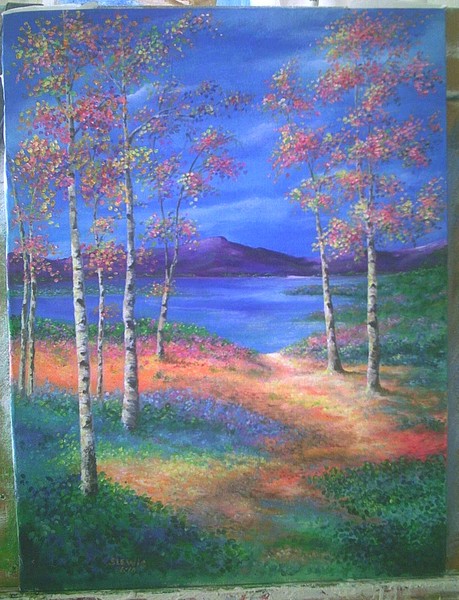 Birch Trees along the lake path