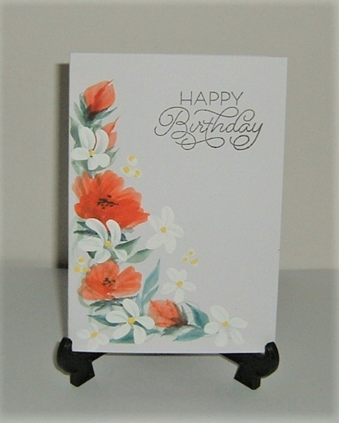 Hand painted floral greetings card