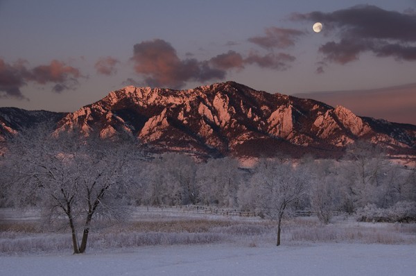 Moonset Over The Flatirons