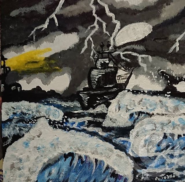 Ship in a storm