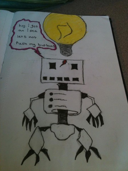 robot warning graphic