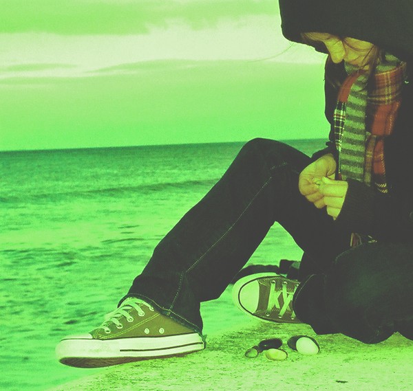 As waves crash I hear your voice. 