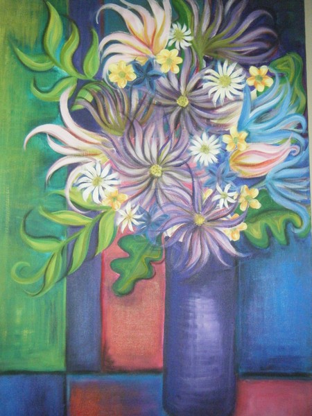 purple vase flowers